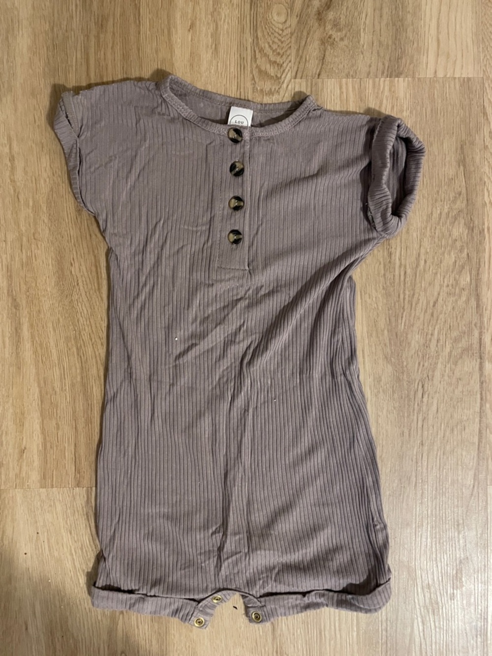 Lou Lou & Company Mauve Ribbed Button Romper